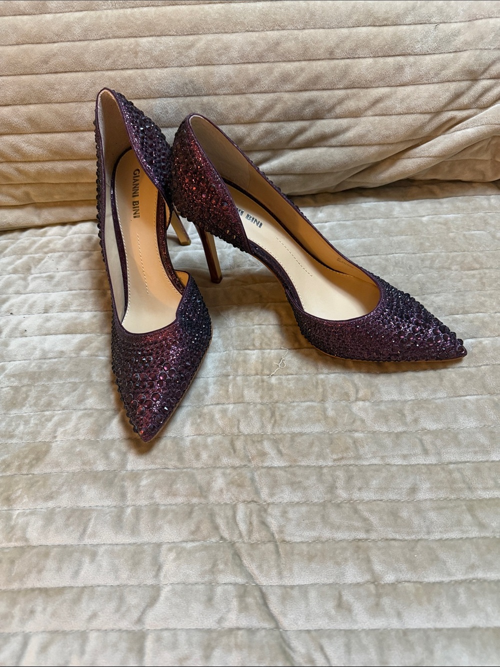 Gianni Bini Plum Crystal-Studded Pointed Pumps - Picture 2 of 7